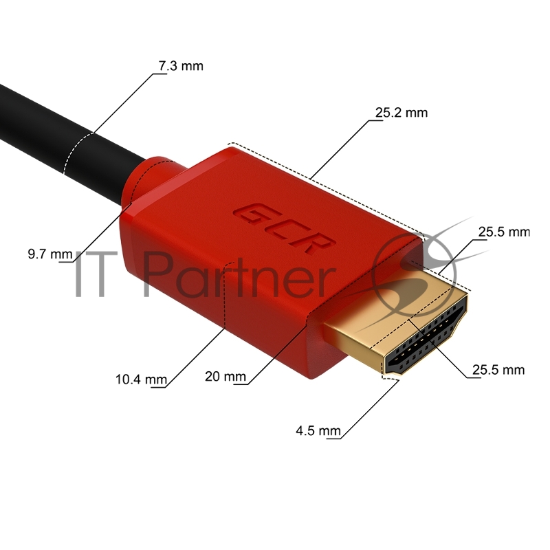 GCR Кабель 2.0m HDMI версия 2.0, HDR 4:2:2, Ultra HD, 4K 60 fps 60Hz/5K*30Hz, 3D, AUDIO, 18.0 Гбит/с, 28/28 AWG, OD7.3mm, тройной экран, черный, красные коннекторы, GCR-HM451-2.0m GCR Кабель 2.0m HDMI версия 2.0, HDR 4:2:2, Ultra HD, 4K 60 fps 60Hz/5