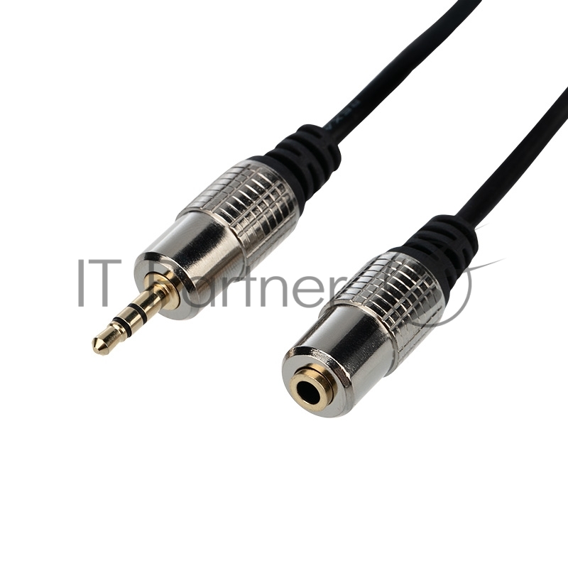 Шнур Стерео 3,5 мм гнездо - Стерео 3,5 мм штекер, длина 5 метров (GOLD- металл) REXANT