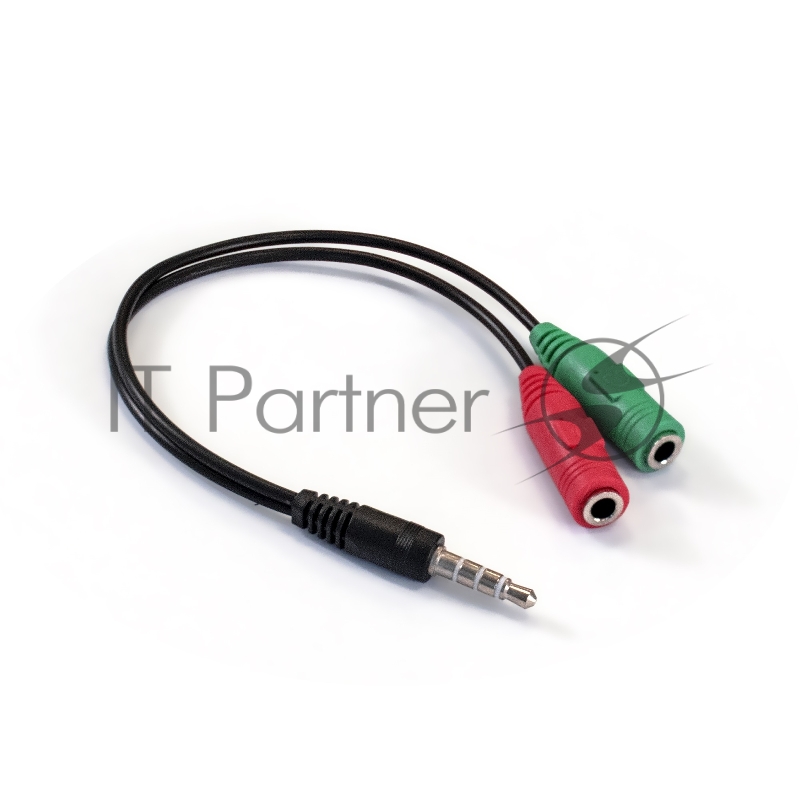 Кабель аудио ExeGate EX284944RUS EX-CCA-417-0.2 (3.5mm Jack M 4pin/3.5mm Jack F Stereo+ 3.5mm Jack F микрофон, 0,2м)