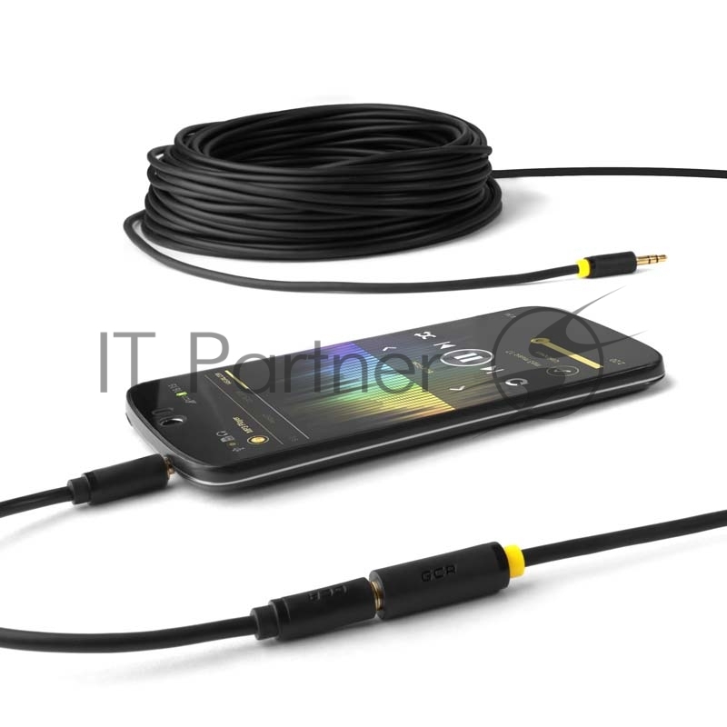Удлинитель аудио GCR 3.0m jack 3,5mm/jack 3,5mm черный, желтая окантовка, ультрагибкий, 28AWG, M/F, Premium GCR-STM1114-3.0m, экран, стерео