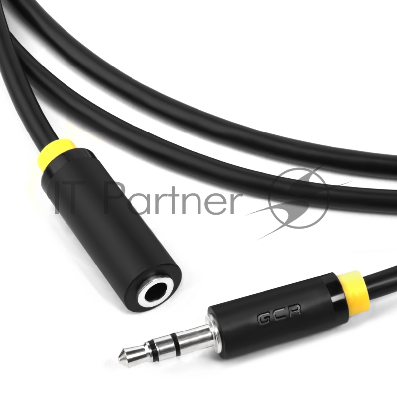 Удлинитель аудио GCR 3.0m jack 3,5mm/jack 3,5mm черный, желтая окантовка, ультрагибкий, 28AWG, M/F, Premium GCR-STM1114-3.0m, экран, стерео