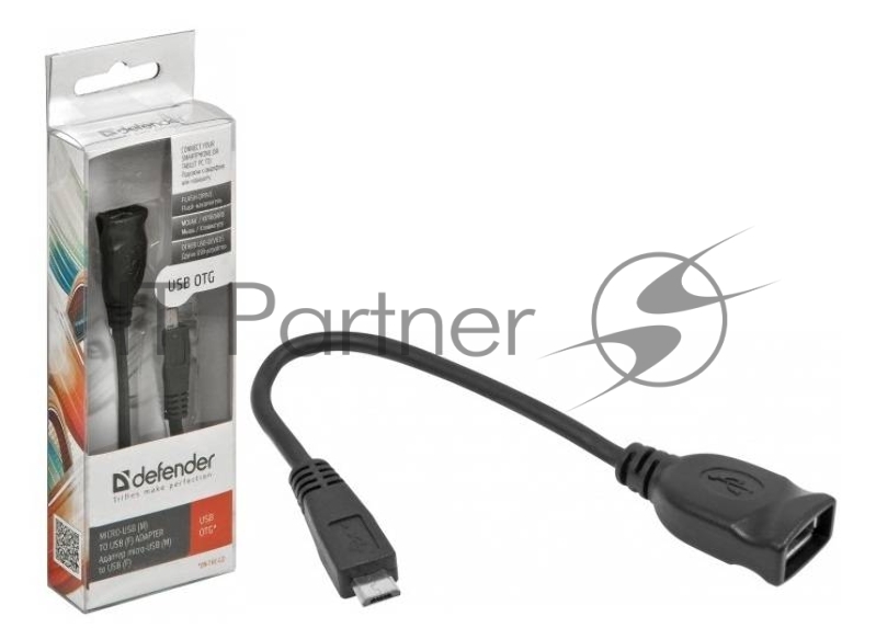 Кабель-переходник Defender microUSB (M) - USB (F) /для подкл. устр. USB Flash, HDD, мыши, и и т.д./ поддерж. режим OTG.