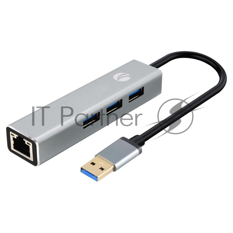 Переходник USB 3.0 -->RJ-45 1000Mbps+3 USB3.0, Aluminum Shell, 0.2м VCOM <DH312A>