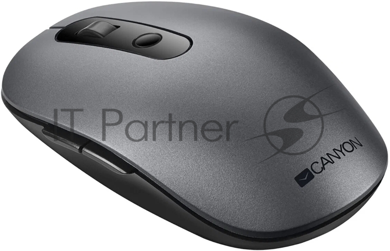 Мышь Canyon 2 in 1 Wireless optical mouse with 6 buttons, DPI 800/1000/1200/1500, 2 mode(BT/ 2.4GHz), Battery AA*1pcs, Grey, 65.4*112.25*32.3mm, 0.092kg