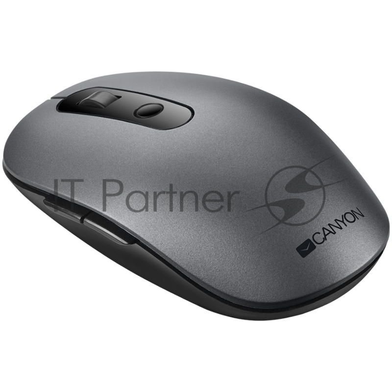 Мышь Canyon 2 in 1 Wireless optical mouse with 6 buttons, DPI 800/1000/1200/1500, 2 mode(BT/ 2.4GHz), Battery AA*1pcs, Grey, 65.4*112.25*32.3mm, 0.092kg