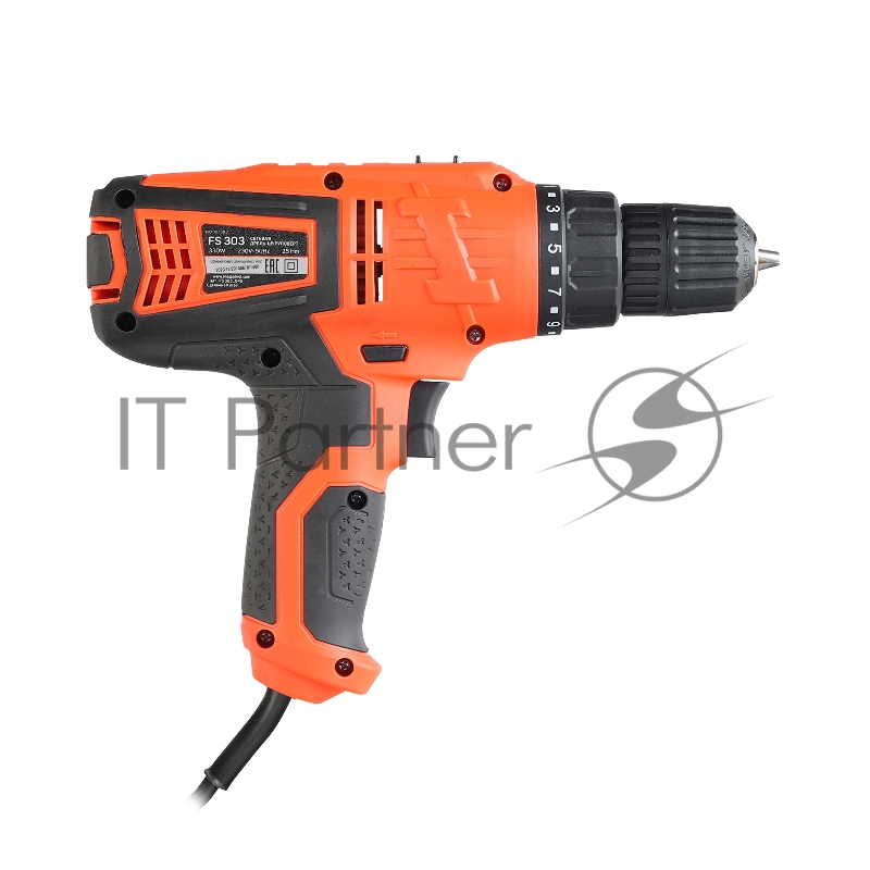 Дрель-шуруповерт сетевая PATRIOT FS 303. 330Вт. 350/1350об/мин. 25НМ. (металл/дерево)10мм/20мм