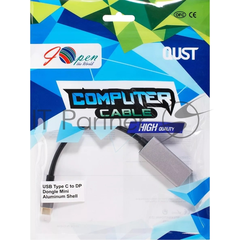 Aдаптер USB 3.1 Type-Cm --> DP(f) 4K@60Hz, Alum Shell, VCOM/Aopen/Qust <ACU422MB>