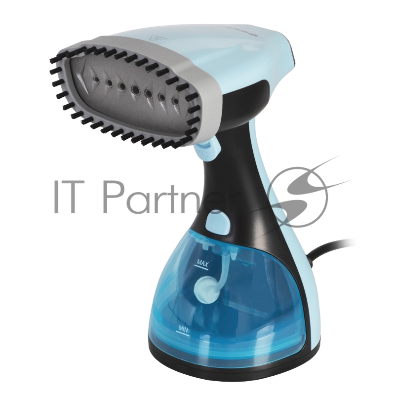 Отпариватель для одежды компактный Endever Odyssey Q-454, черный/голубой, мощность 1600 Вт, производительность пара 30 г/мин, емкость 300 мл, 8 шт/уп.