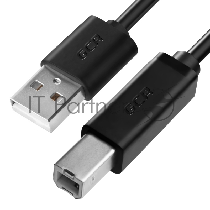 Кабель GCR 0.5m USB 2.0, AM/BM, черный, 28/28 AWG, экран, армированный, морозостойкий, GCR-51563