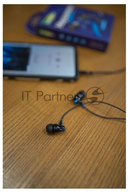 Наушники вакуумные AUX разъём с МК без рег.громкости длина 1.1м More Choice G26 (Blue)