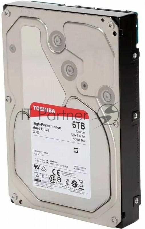 Жесткий диск 6TB Toshiba X300 (HDWE160UZSVA) {SATA 6.0Gb/s, 7200 rpm, 128Mb buffer, 3.5