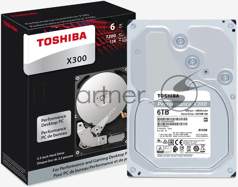 Жесткий диск 6TB Toshiba X300 (HDWE160UZSVA) {SATA 6.0Gb/s, 7200 rpm, 128Mb buffer, 3.5