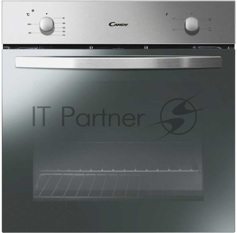 Встраиваемая электрическая духовка CANDY FCS100X/E1 / Дизайн: Smart. Цвет: нержавеющая сталь. 4 программы. Механическое управление. Эмаль класса А. Сплошное стекло дверки. 2 стекла. 1 противень глубиной 35 мм, 1 решетка. Объем 71 литр
