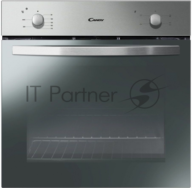 Встраиваемая электрическая духовка CANDY FCS100X/E1 / Дизайн: Smart. Цвет: нержавеющая сталь. 4 программы. Механическое управление. Эмаль класса А. Сплошное стекло дверки. 2 стекла. 1 противень глубиной 35 мм, 1 решетка. Объем 71 литр