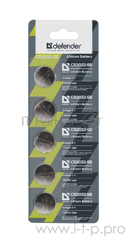 Батарейка Defender литиевая CR2032-5B в блистере 5 шт