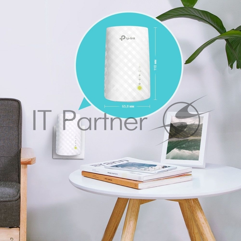 Усилитель Wi-Fi сигнала TP-Link AC750 OneMesh WiFi Range Extender, 300Mbps at 2.4G and 433Mbps at 5G, compact house with internal antennas, 1 10/100Mbps Ethernet port, WPS button for quick setup, Smart Indicator for best location, support OneMeshTMte