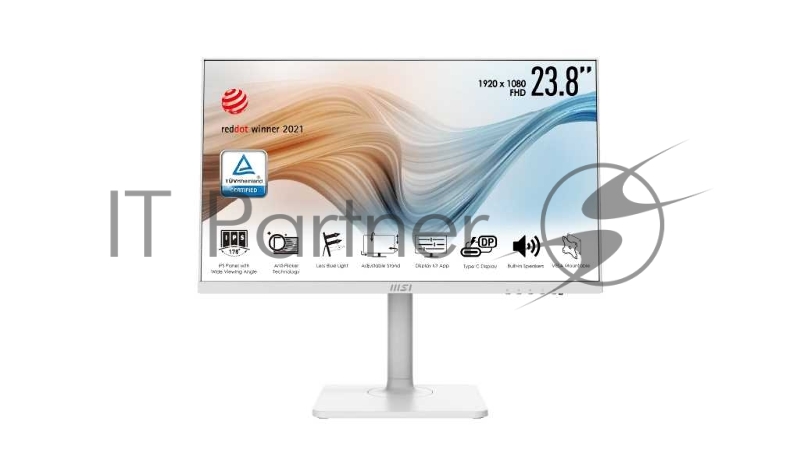 Монитор LCD MSI Modern MD241PW 23.8 16:9 1920х1080(FHD) IPS, nonGLARE, 250cd/m2, H178°/V178°, 1000:1, 100M:1, 16,7 миллионов цветов, 5ms, VGA, HDMI, DP, Swivel, Speakers, Black
