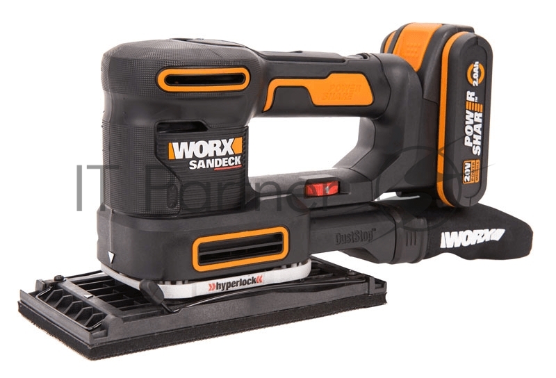 Виброшлифмашина аккумуляторная WORX WX820 20В, 2 Ач х1, кейс