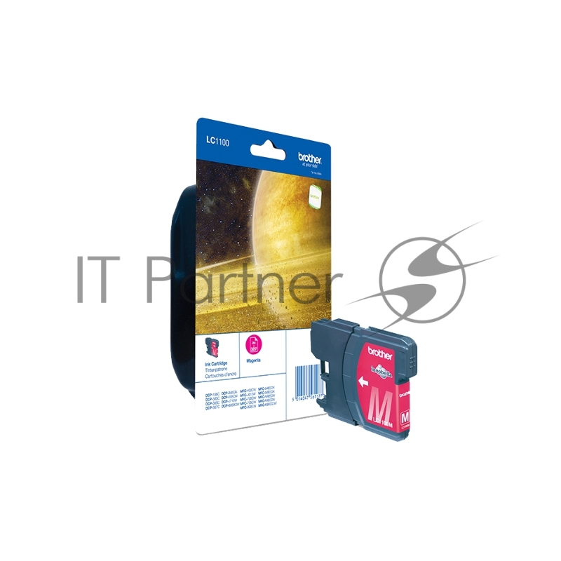 Картридж струйный Brother LC1100M пурпурный для Brother DCP-385C/6690CW/MFC-990CW (325стр.)