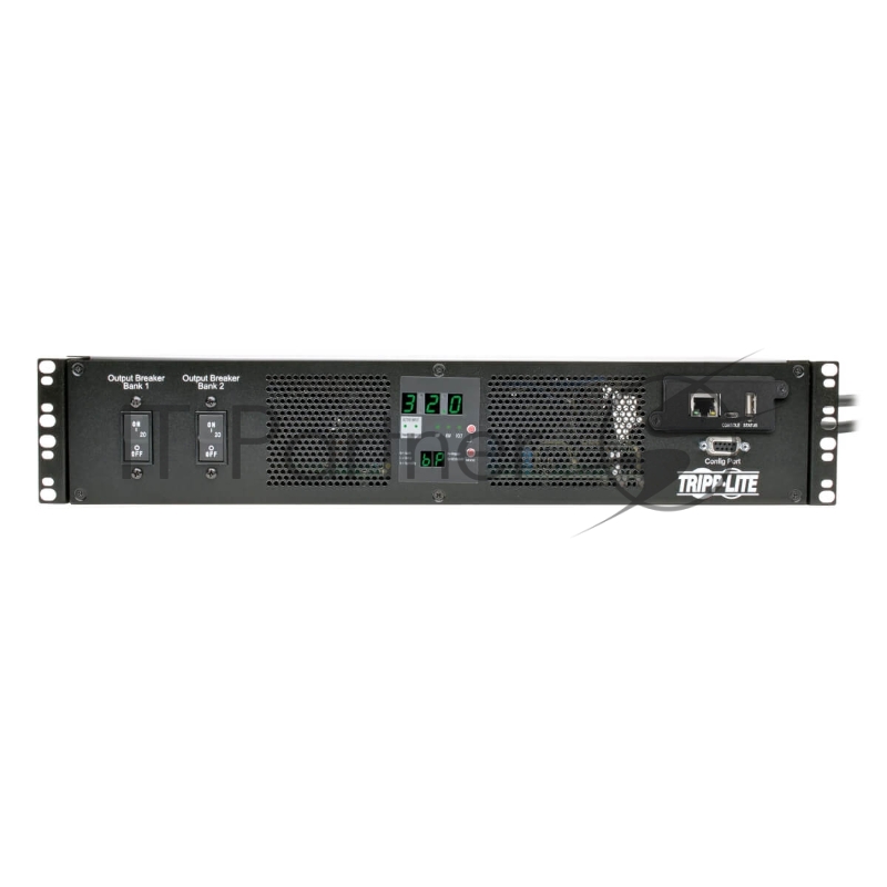 Блок распределения питания TrippLite TAA-Compliant 7.4kW Single-Phase ATS/Switched PDU, 230V Outlets (16 C13 & 2 C19), 2 IEC309 32A Blue Cords, 2U Rack-Mount