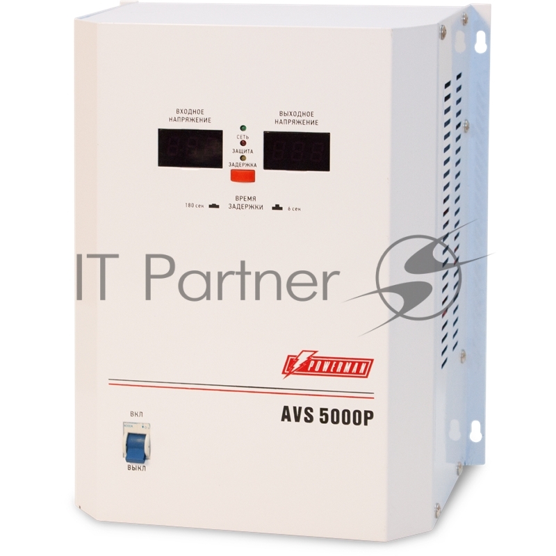 Стабилизаторы напряжения Powerman AVS-P Voltage Regulator 5000VA, Digital Indication, Wall Mount, Hardwire Input/Output, 230V, 1 year warranty, White