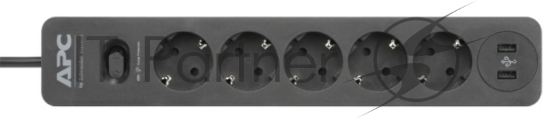 Сетевой фильтр APC Essential SurgeArrest 5 Outlet 2 USB Ports Black 230V Russia