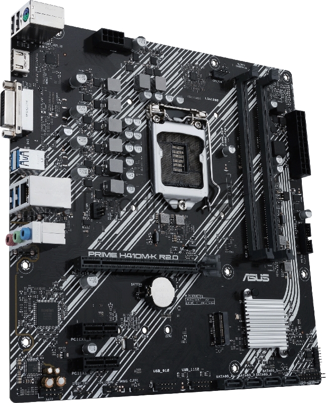 Материнская плата ASUS PRIME H410M-K R2.0 mATX LGA1200, H470, 2*DDR4, HDMI + DVI, SATA3, Audio, Gb LAN, USB 3.2*4, USB 2.0*4, COM*1 header (w/o cable)
