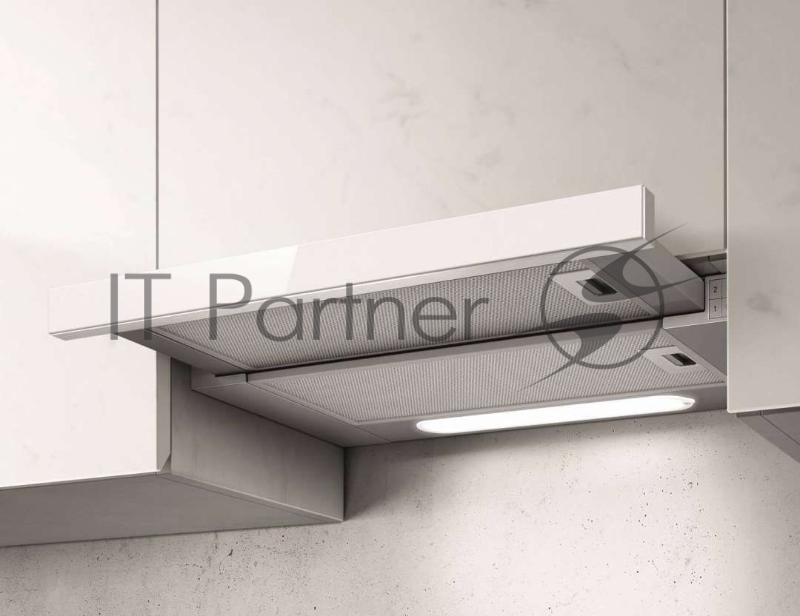 Встраиваемая вытяжка ELICA ELITE 14 LUX GRVTWH/A/60, 650м3ч, серебристый, кнопочное управление, нержавеющая сталь+белое стекло