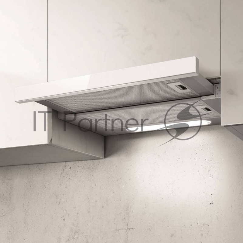 Встраиваемая вытяжка ELICA ELITE 14 LUX GRVTWH/A/60, 650м3ч, серебристый, кнопочное управление, нержавеющая сталь+белое стекло