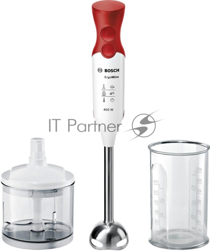 Блендер погружной Bosch MSM64120 450Вт белый/красный