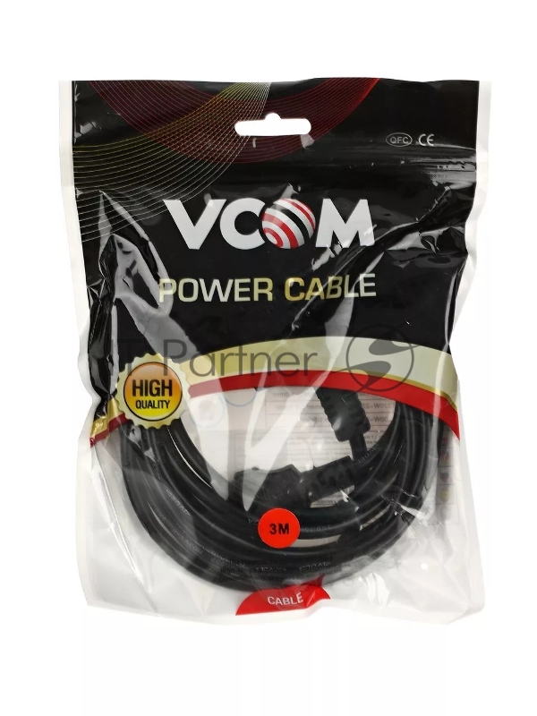 Кабель компьютер-розетка 220V (EURO) <VDE> 3G0,75mm2 VCOM {CE021-CU} 3 метра
