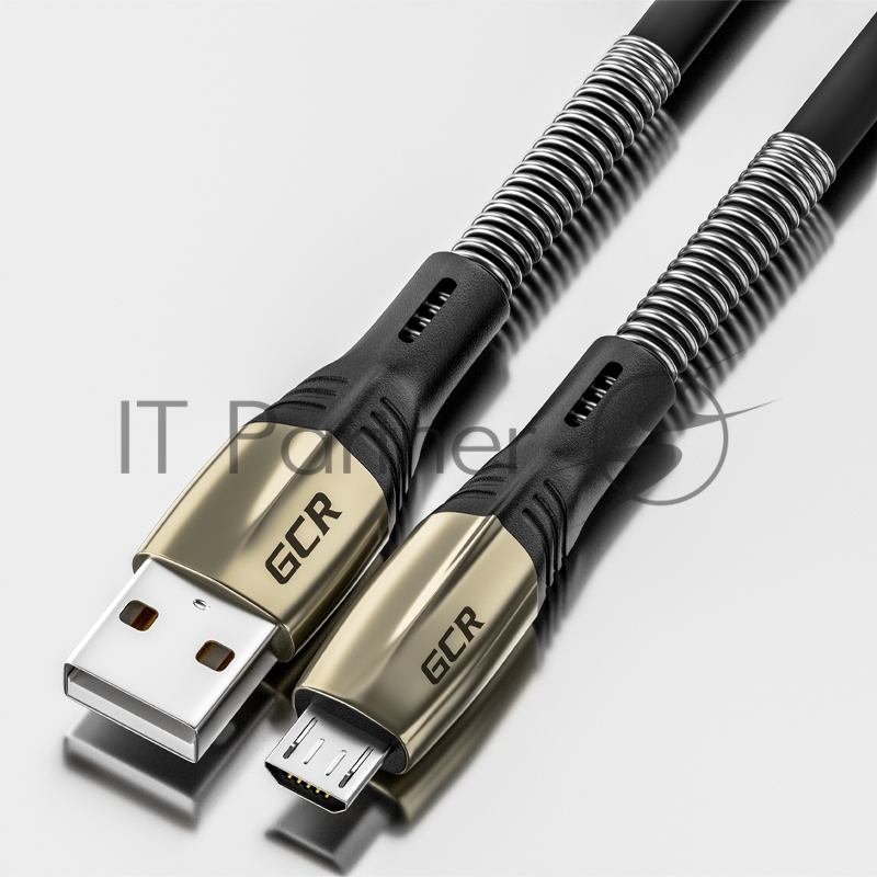 Кабель 1.7m GCR MicroUSB series MERCEDES & SPRING, BLACK, для зарядки, NO Sync data, 22 AWG. GCR-51961