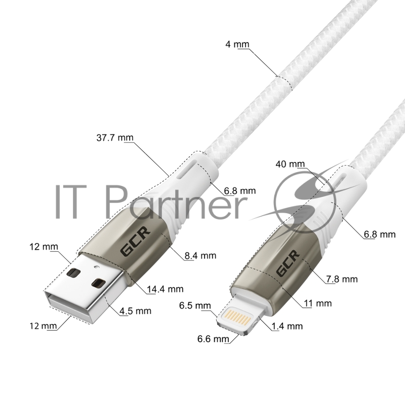 Кабель GCR 1.7m для iPod, iPhone, iPad series MERCEDES, WHITE NYLON, MFI, GCR-52578