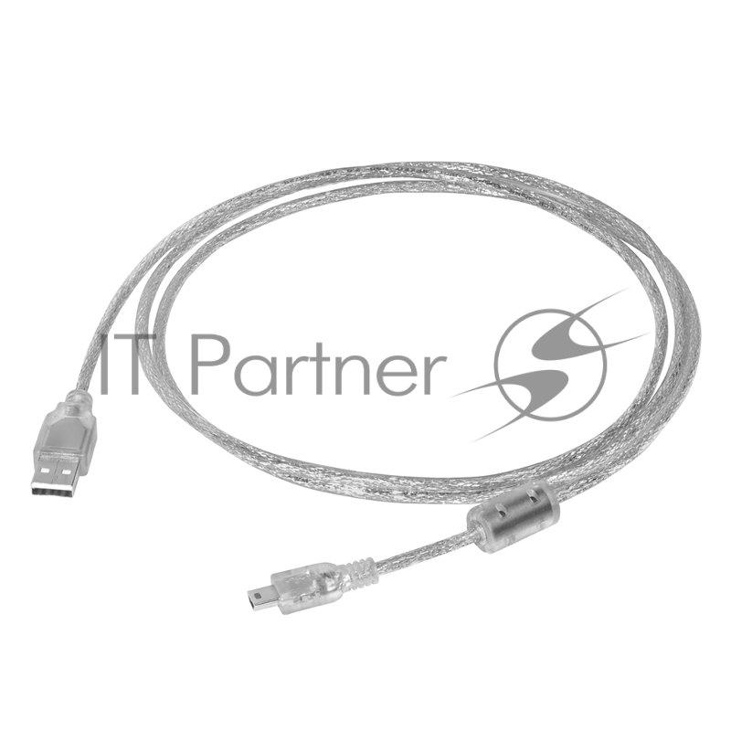 Кабель Greenconnect 1.0m USB 2.0, AM/mini 5P, прозрачный, 28/28 AWG, экран, армированный, морозостойкий, GCR-UM1M5P-BB2S-1.0m