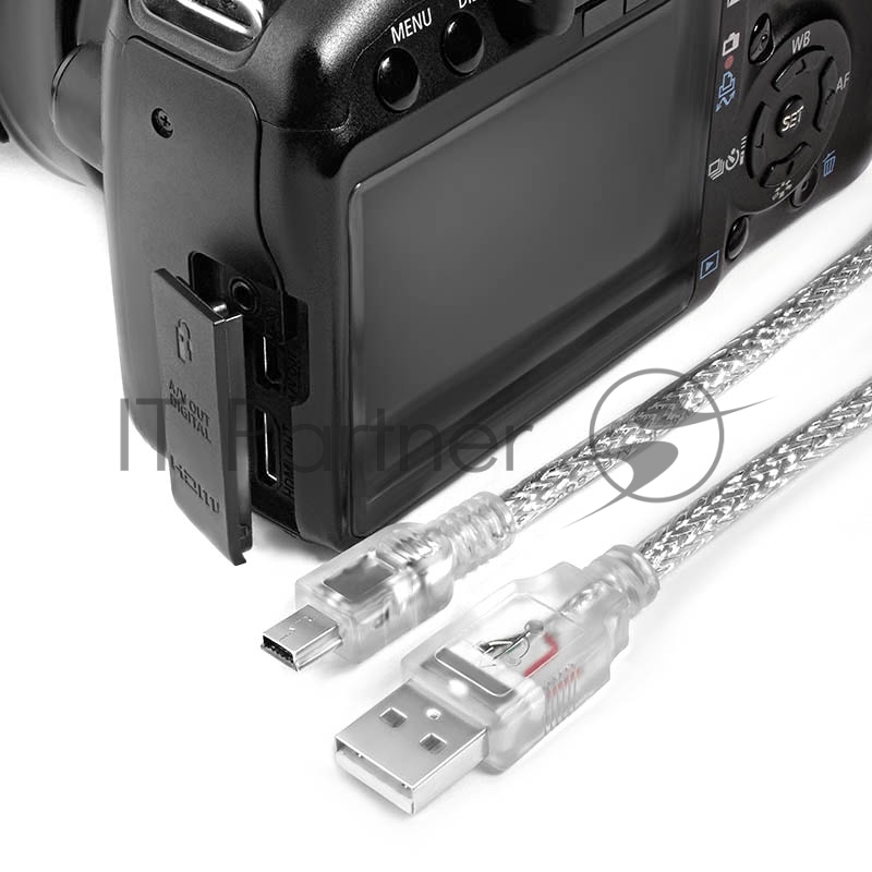 Кабель Greenconnect 1.0m USB 2.0, AM/mini 5P, прозрачный, 28/28 AWG, экран, армированный, морозостойкий, GCR-UM1M5P-BB2S-1.0m