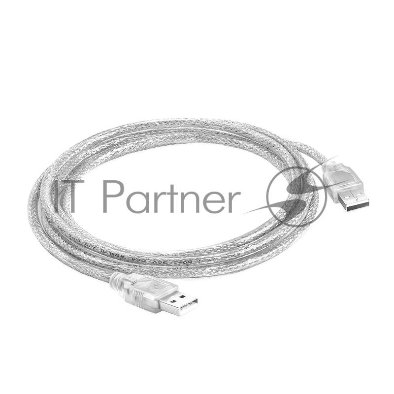 Кабель Greenconnect 1.8m USB 2.0, AM/AM, прозрачный, 28/28 AWG, экран, армированный, морозостойкий, GCR-UM3M-BB2S-1.8m