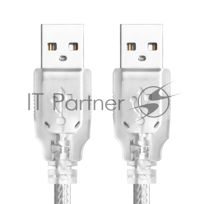 Кабель Greenconnect 1.8m USB 2.0, AM/AM, прозрачный, 28/28 AWG, экран, армированный, морозостойкий, GCR-UM3M-BB2S-1.8m