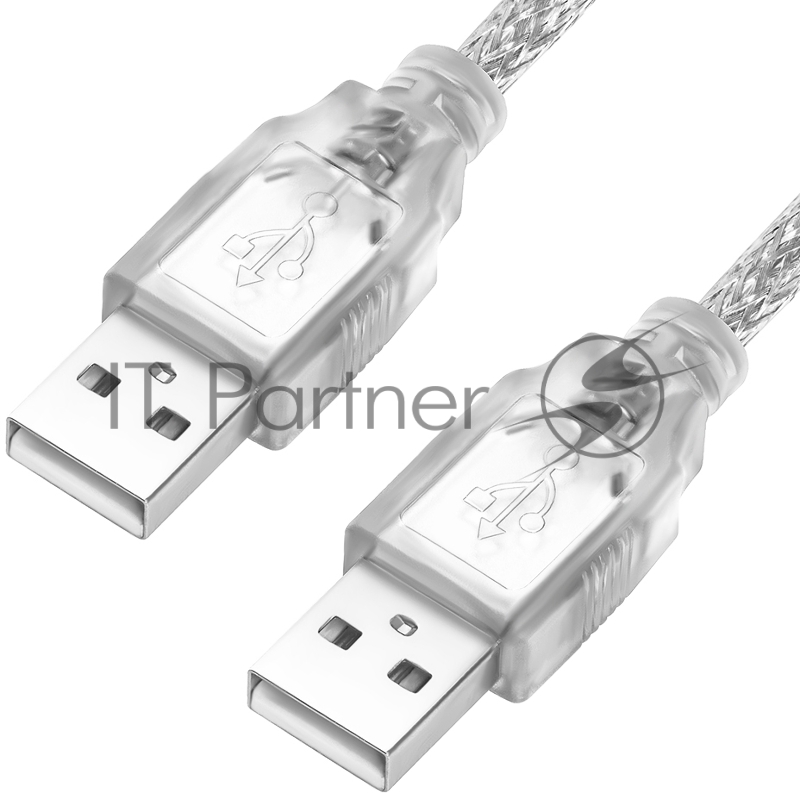 Кабель Greenconnect 1.8m USB 2.0, AM/AM, прозрачный, 28/28 AWG, экран, армированный, морозостойкий, GCR-UM3M-BB2S-1.8m