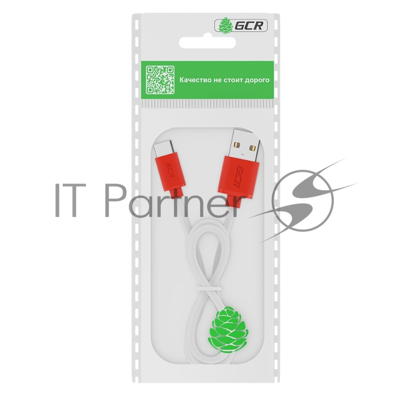 Кабель GCR 3.0m TypeC, белый, красные коннекторы, быстрая зарядка, 28/24 AWG, GCR-53239