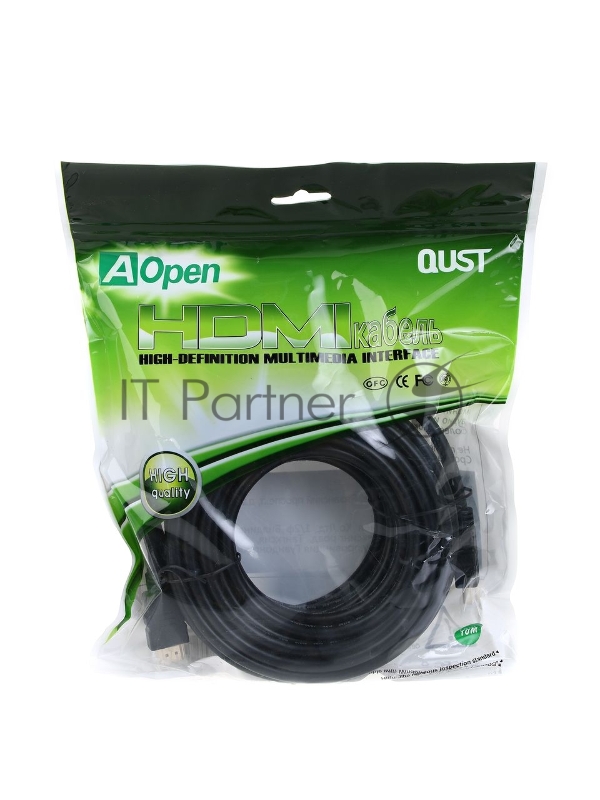 Кабель AOpen/Qust Кабель HDMI 19M/M+2 фильтра 1.4V+3D/Ethernet (ACG511D-10M) 10m, позолоченные контакты 6938510810454