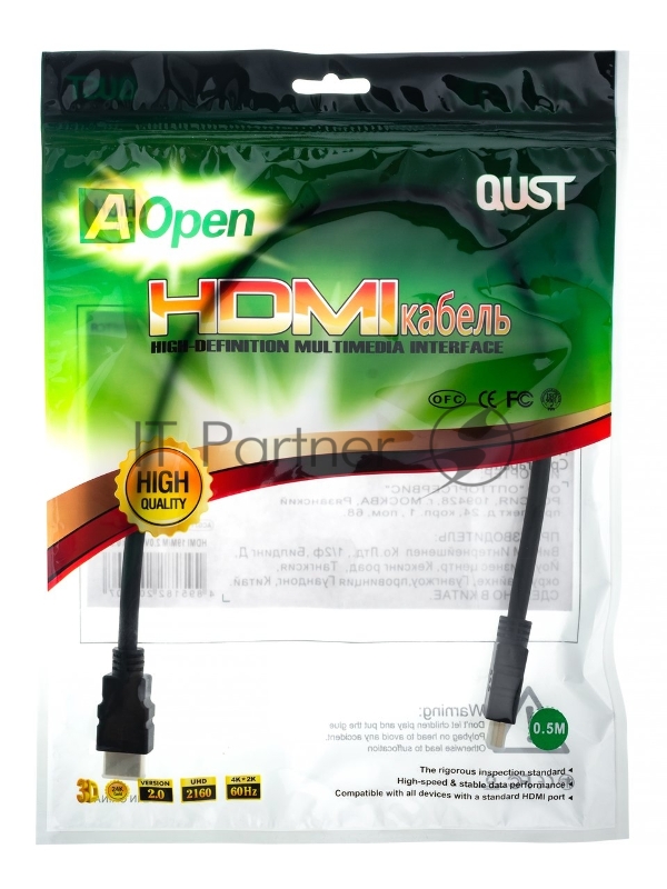 Кабель HDMI 19M/M ver 2.0, 0.5М Aopen <ACG711-0.5M> Кабель HDMI 19M/M ver 2.0, 0.5М Aopen <ACG711-0.5M>