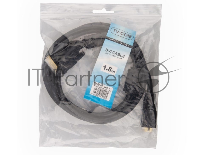 Кабель DVI-D to DVI-D (25M -25M) 2 фильтра, CU, 1,8м, TV-COM <DCG150V-1.8M>