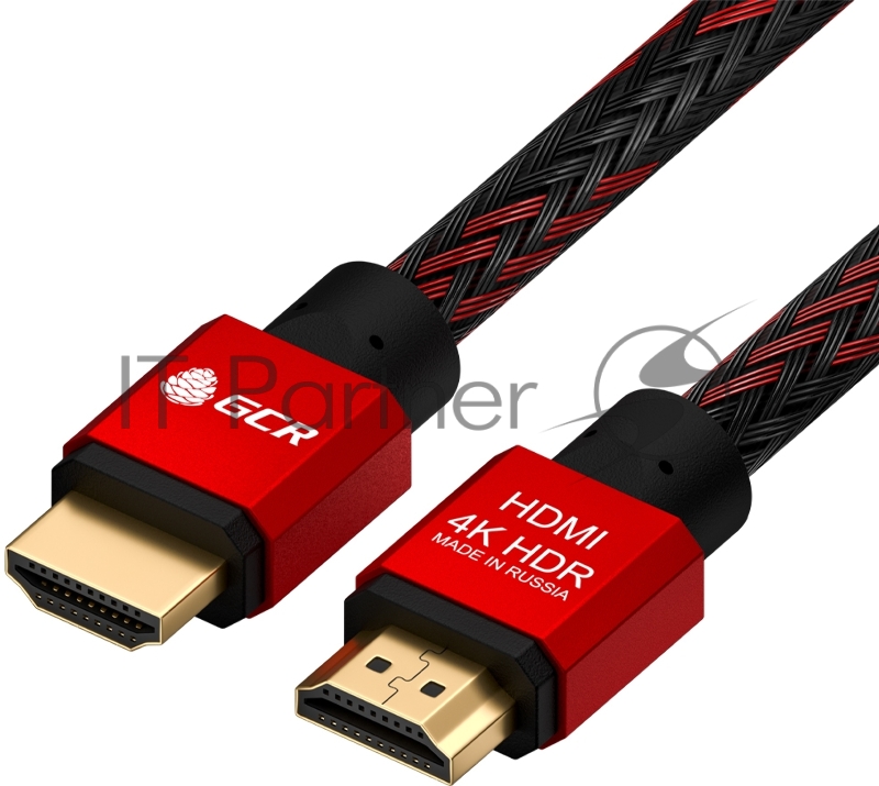 Кабель GCR 0.3m HDMI версия 2.0, HDR 4:2:2, Ultra HD, 4K 60 fps 60Hz/5K*30Hz, 3D, AUDIO, 18.0 Гбит/с, 28/28 AWG, OD7.8mm, тройной экран, BICOLOR нейлон, AL корпус красный, GCR-52289 GCR Кабель 0.3m HDMI версия 2.0, HDR 4:2:2, Ultra HD, 4K 60 fps 60Hz