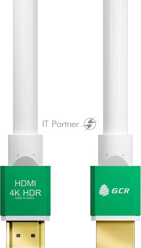 Кабель Greenconnect 0.5m HDMI версия 2.0, HDR 4:2:2, Ultra HD, 4K 60 fps 60Hz/5K*30Hz, 3D, AUDIO, 18.0 Гбит/с, 28/28 AWG, OD7.3mm, тройной экран, белый, AL корпус зеленый, GCR-51296