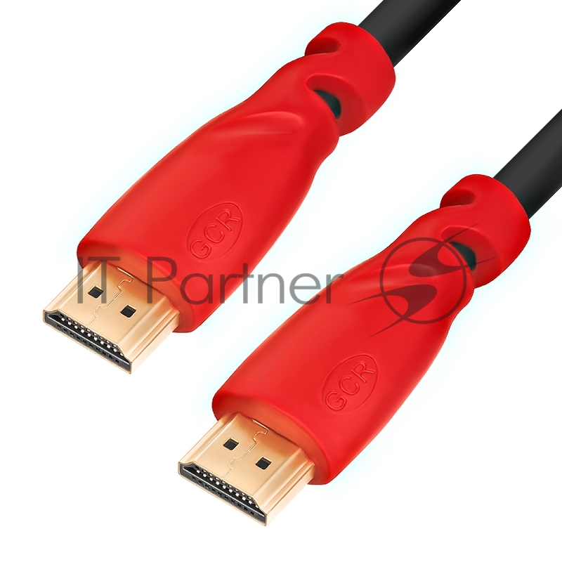 Кабель GCR 1.5m HDMI версия 1.4, черный, красные коннекторы, OD7.3mm, 30/30 AWG, позолоченные контакты, Ethernet 10.2 Гбит/с, 3D, 4K GCR-HM350-1.5m, экран