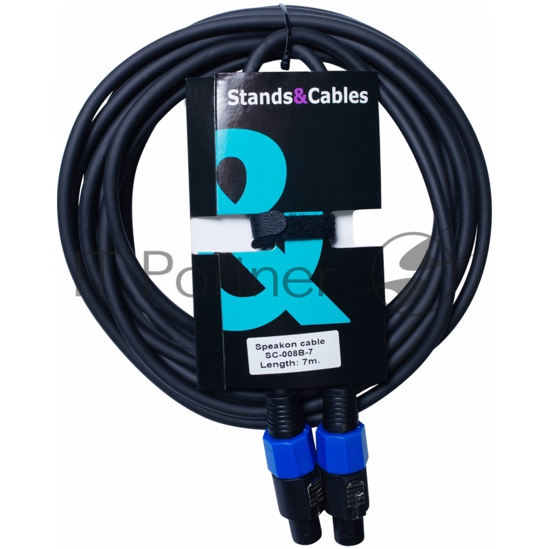 Спикерный кабель 7 м. Разъемы: Спикон папа - Спикон папа. Цвет: черный. STANDS & CABLES SC-008B-7