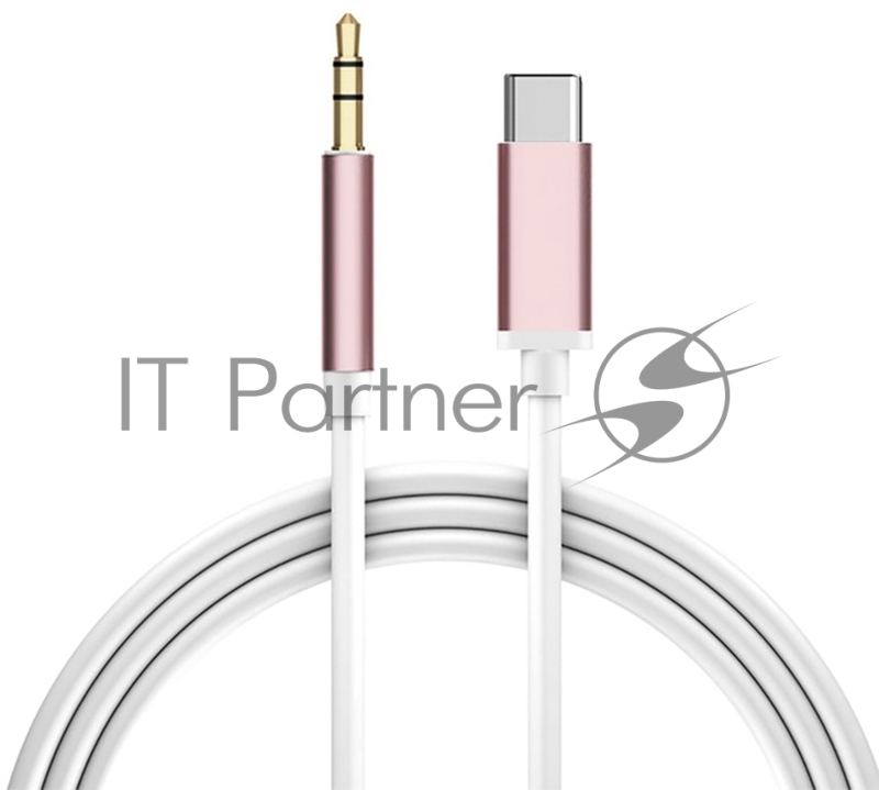Кабель аудио Greenconnect TypeC - AUX jack 3.5mm, ультрагибкий, белый, розовый, GCR-52326