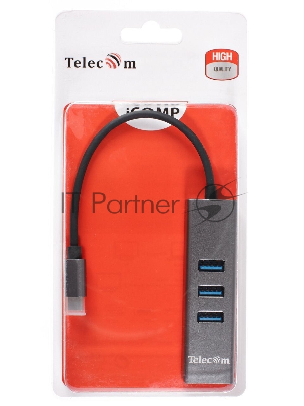 Переходник USB 3.1 Type-C -->4 USB3.0, Aluminum Shell, 0.2м Telecom <TA310C>