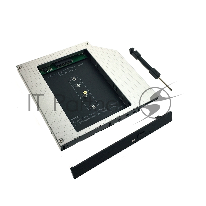 Адаптер оптибей Espada 12M2 /optibay, hdd caddy/ NGFF/M.2 SSD to miniSATA 12,7мм для подключения SSD NGFF к ноутбуку вместо DVD