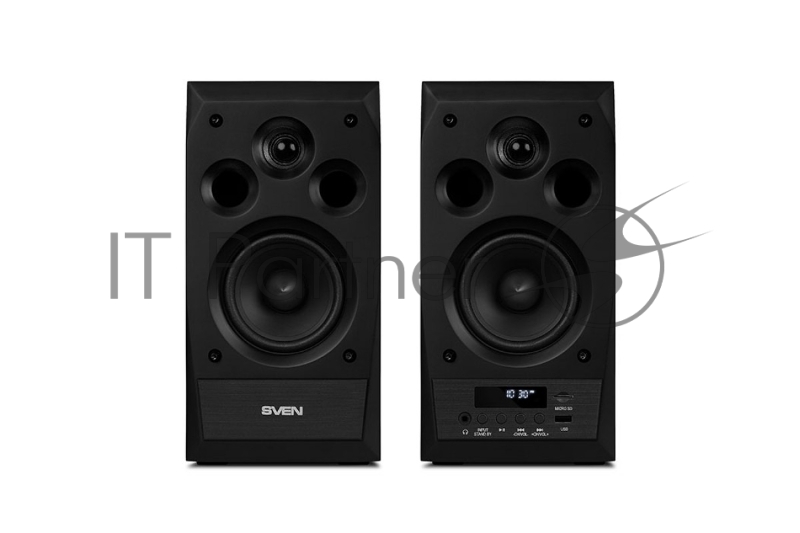 Акустическая система 2.0 SVEN MC-10, чёрный, мощность 2x25Вт (RMS), FM-тюнер, USB/microSD, дисплей, пульт ДУ, Bluetooth SVEN MC-10, чёрный, акустическая система 2.0, мощность 2x25Вт (RMS), FM-тюнер, USB/microSD, дисплей, пульт ДУ, Bluetooth